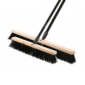 Balais-poussoirs Pathfinder à coupe latérale natural wood block broom brush with green and black brissels and black handle, Side-Clipped Pathfinder Rough Push Broom Head, SIZE, 18 Inch, FLOOR CLEANING, PUSH BROOMS, 4484,4485