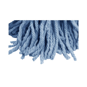 Syn-Pro® Synthetic Narrow Band Wet Blue Cut End Mop mop synthetic blue looped thread strands close up, Syn-Pro® Synthetic Narrow Band Wet Blue Cut End Mop, SIZE, 16 Oz, FLOOR CLEANING, WET MOPS, 3096,3097,3098,3099