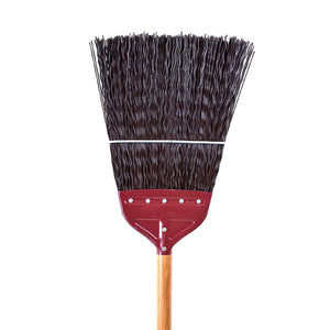 Railroad Track Broom With 48 Inch Handle red metal head with black brissels with wooden handle close up, Railroad Track Broom With 48 Inch Handle, FLOOR CLEANING, CORN BROOMS, 3624