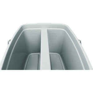 15 Qt Double Bucket Utility Pail grey double compartment bucket with silver wire handle with blue hand handle measuring level view, 15 Qt Double Bucket Utility Pail, GENERAL CLEANING, PAILS & BUCKETS, 3675