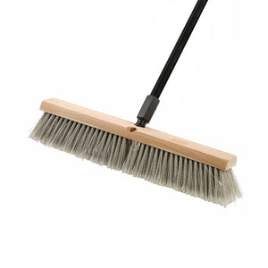 Balais-poussoirs Pathfinder à coupe latérale natural wood block broom brush with grey brissels and black handle, Side-Clipped Pathfinder Soft Push Broom Head, SIZE, 18 Inch, FLOOR CLEANING, PUSH BROOMS, 4480