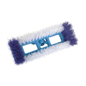 Swivel Scrub Brush blue swivel handle flat base with blue and white brush fibers bottom view, Swivel Scrub Brush, GENERAL CLEANING, BRUSHES, 3601