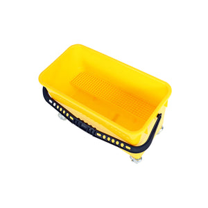 Window Cleaning Bucket With Sediment Screen And Casters yellow rectangular bucket with black handle and 4 wheels, Window Cleaning Bucket With Sediment Screen And Casters, GENERAL CLEANING, PAILS & BUCKETS, 3621