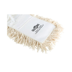Tête de vadrouille à poussière en coton static cling dust mop close up natural tie-on top view, Cotton Tie-On Dust Mop Head, SIZE, 18 Inch X 5 Inch, FLOOR CLEANING, DUST MOPS, 3550, 3551,3552,3553,3554