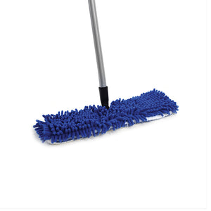 Wet/ Dry Microfiber Flip Mop With 48 Inch Metal Handle blue top view mop with metal handle, Microfiber 18 Inch Flat Finish Mop, MICROFIBER, FLOOR PADS, 3366