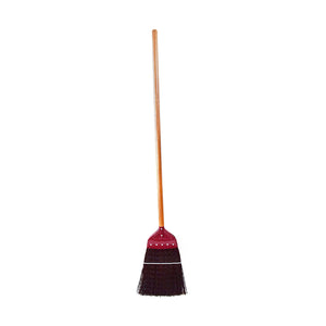 Railroad Track Broom With 48 Inch Handle red metal head with black brissels with wooden handle, Railroad Track Broom With 48 Inch Handle, FLOOR CLEANING, CORN BROOMS, 3624