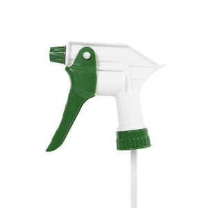 Heavy-Duty Trigger Sprayer green spray trigger and bottle next accent with white body close up view, Heavy-Duty Trigger Sprayer, SIZE, 9.25 Inch Tube With 32Oz Bottle, COLOR, Green, GENERAL CLEANING, TRIGGERS PUMPS & BOTTLES & CAPS, Best Seller, COVID ESSENTIALS, 3563