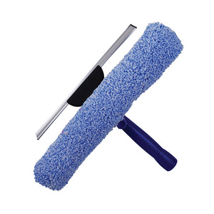 Combo laveuse et raclette en microfibre de 12 pouces fluffy blue and white fiber cleaning sleeve with handheld silver handle with blue hand grip, 12 Inch Microfiber Washer And Squeegee Combo, GENERAL CLEANING, WINDOW CARE, 4465