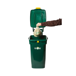 13 Gallon Curbside Organics Bin green bin with tall handles and animal lid lock, hand thowing garbage, 13 Gallon Curbside Organics Bin, WASTE, ORGANICS CONATINERS, 9308