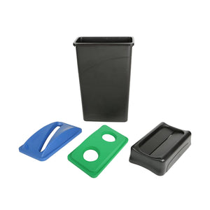 Récipient mince de 23 gallons black garbage bin with paper plastic and and everyday swing garbage lid, 24 Gallon Slim Container, COLOR, Black, WASTE, SLIM CONTAINERS & LIDS, Best Seller, 9512