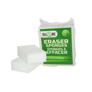 Éponges gommes 2 white sponges with green packaing, Erase-It-Sponge, Package, Large Pack / 4 Per Bag (36 Bags Per Case), GENERAL CLEANING, SPONGES & SCOURS, 4027