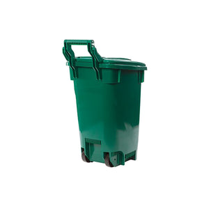 13 Gallon Curbside Organics Bin green bin with tall handles and animal lid lock back view, 13 Gallon Curbside Organics Bin, WASTE, ORGANICS CONATINERS, 9308