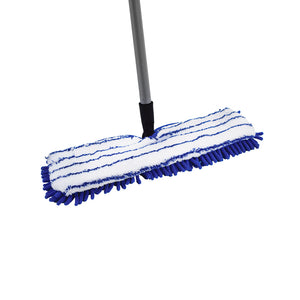 Wet/ Dry Microfiber Flip Mop With 48 Inch Metal Handle blue and white top view mop with metal handle, Microfiber 18 Inch Flat Finish Mop, MICROFIBER, FLOOR PADS, 3366