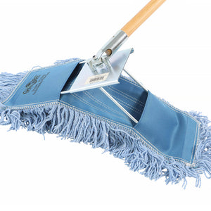 Pro-Stat® Blue Slip-On Dust Mop Head blue static cling dust mop close up breakaway frame handle slip-on, Pro-Stat® Blue Slip-On Dust Mop Head, SIZE, 18 Inch X 5 Inch, FLOOR CLEANING, DUST MOPS, 3300,3301,3302,3303