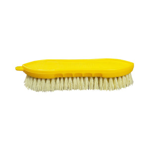 9 Inch Pointed Poly Bristle Scrub Brush yellow brush head with yellow brissels, 9 Inch Pointed Poly Bristle Scrub Brush, GENERAL CLEANING, BRUSHES, 3620