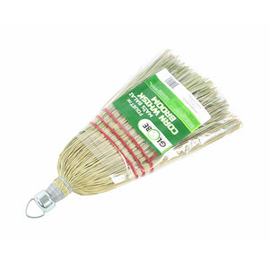 Fouet à maïs, 3 cordes natural corn broom brush packaged with 2 silver wire and 2 blue strings with wooden handle with green globe packaing, Corn Whisk, 3 Strings, FLOOR CLEANING, CORN BROOMS, 4003