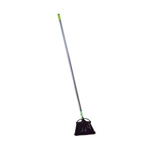 Escoba de ángulo grande de 12 pulgadas con mango de metal de 48 pulgadas angled brush head with black brissels and metal handle with green globe label, Angle Broom Wtih 48 Inch Metal Handle, SIZE, Large 12 Inch, FLOOR CLEANING, ANGLE BROOMS, Best Seller, 4011