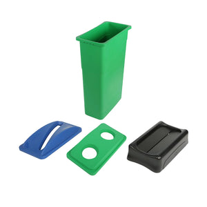 Récipient mince de 23 gallons blue garbage bin with paper bottle and can plastic and and everyday swing garbage lid, 26 Gallon Slim Container, COLOR, Green, WASTE, SLIM CONTAINERS & LIDS, 9514