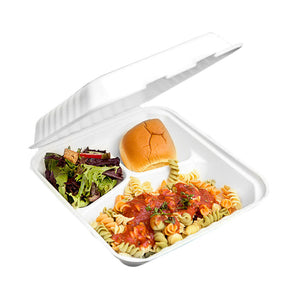 Compostable Hinged Containers with Compartments 6014,6015
