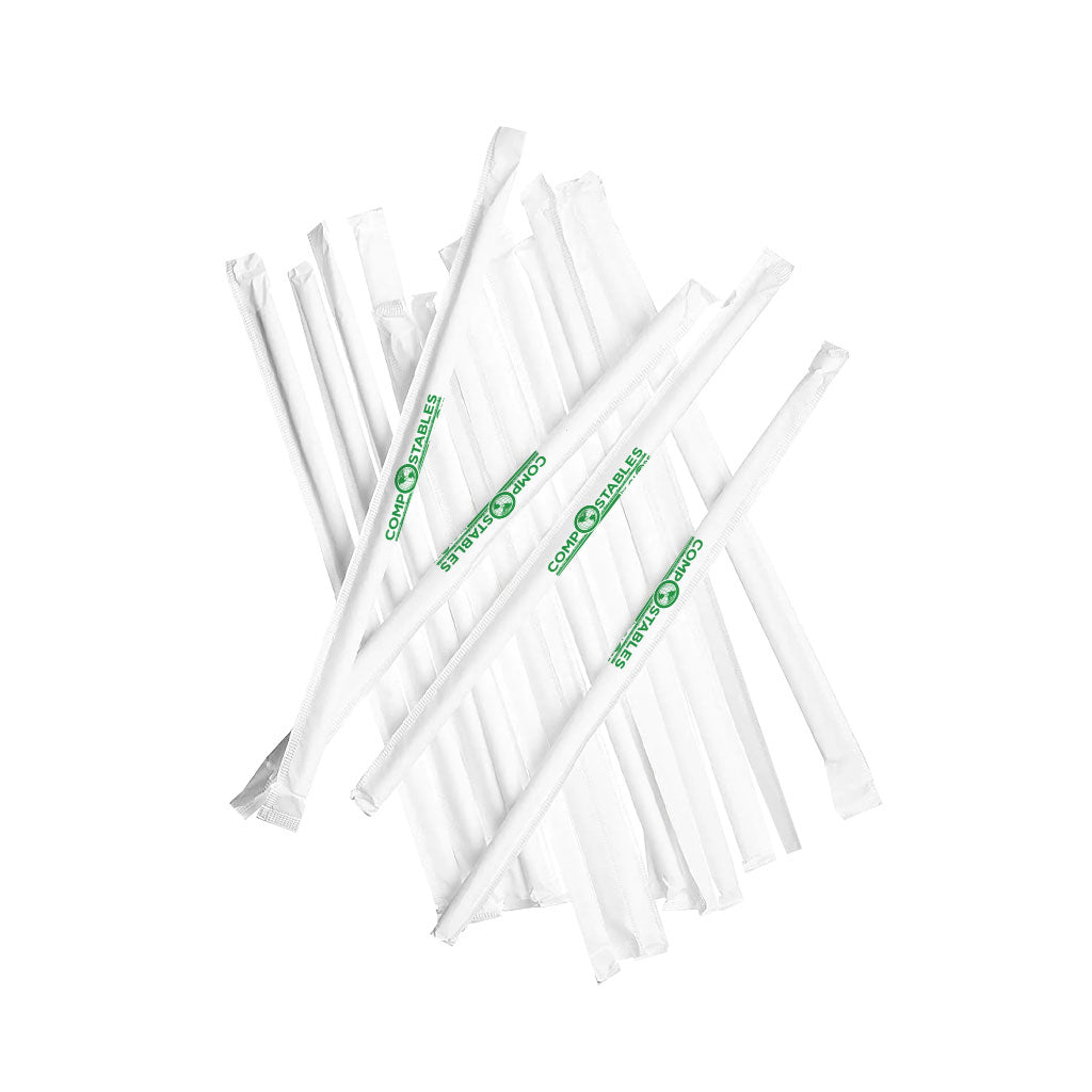 Pailles En Papier ABENA - Lot De 250 - 24 Cm - Rayures Rouge/blanc - Emballées Individuellement - Pour Smoothie, Cocktail