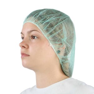 Gorro/redecilla bouffant de 24 pulgadas woman wearing green hairnet, Bouffant Cap/Hairnet, COLOR, Green, Package, 10 Packs of 100, PPE-PERSONAL PROTECTIVE EQUIPMENT, HAIR NETS, COVID ESSENTIALS, 7732G