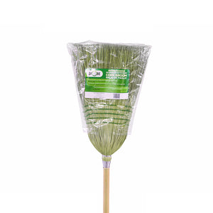 Housekeeper Corn Broom, Heavy-Duty 5 String natural corn broom brush packaged with 5 green wire strings and wooden handle, Housekeeper Corn Broom, Heavy-Duty 5 String, FLOOR CLEANING, CORN BROOMS, 4000