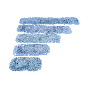 Cabezal de trapeador para polvo con conexión azul Pro-Stat® blue static cling dust mop in 18inch, 24inch, 36inch, 48inch and 60inch long by 5inch wide tie-on, Pro-Stat® Blue Tie-On Dust Mop Head, SIZE, 18 Inch X 5 Inch, FLOOR CLEANING, DUST MOPS, 3100, 3101,3102,3103,3110