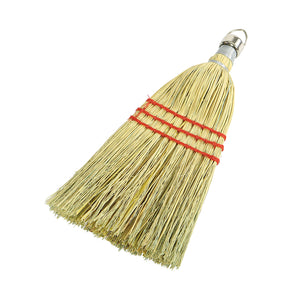 Batidor de maíz, 3 cuerdas natural corn broom brush packaged with 2 silver wire and 2 blue strings with wooden handle, Corn Whisk, 3 Strings, FLOOR CLEANING, CORN BROOMS, 4003