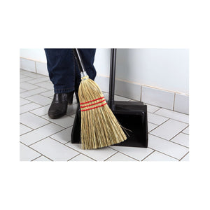 Pelle à poussière du hall man sweeping with corn broom using black lobby dust pansa with tall handle, Lobby Dustpan, FLOOR CLEANING, DUST PANS, Best Seller, 3031