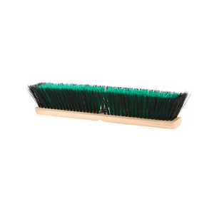 Value Line Push Broom Heads natural wood block broom brush with black and green colored brissels, Value Line Medium Push Broom Head, SIZE, 18 Inch, FLOOR CLEANING, PUSH BROOMS, 4452