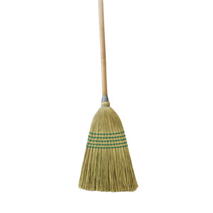 Balai de maïs pour femme de ménage, 5 cordes robustes natural corn broom brush packaged with 5 green wire strings and wooden handle, Housekeeper Corn Broom, Heavy-Duty 5 String, FLOOR CLEANING, CORN BROOMS, 4000