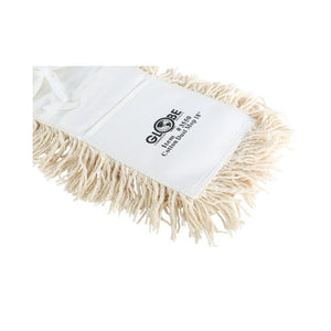 Cabezal de trapeador de algodón con cordón static cling dust mop close up natural tie-on top view, Cotton Tie-On Dust Mop Head, SIZE, 18 Inch X 5 Inch, FLOOR CLEANING, DUST MOPS, 3550, 3551,3552,3553,3554