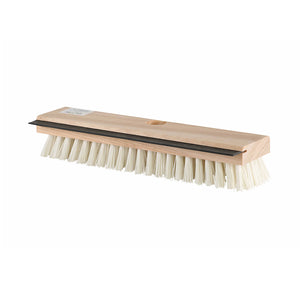 Cabezal de fregado de cubierta de fibra de polietileno de 12 pulgadas con escobilla de goma natural wood and with natural color brissels brush view with squeegee side, 12 Inch Poly Fiber Deck Scrub Head With Squeegee, FLOOR CLEANING, FLOOR SQUEEGEES, 4252