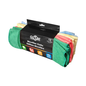 14 Inch X 14 Inch 240 Gsm Assorted Retail Microfiber Cloths assorted pack yellow, blue, green, red, 16 Inch X 16 Inch 240 Gsm Assorted Retail Microfiber Cloths, Package, 12 Pack, MICROFIBER, CLOTHS, NEW, 3199
