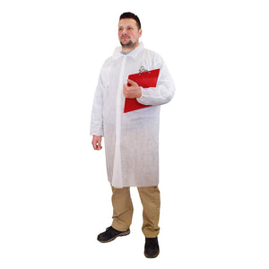 Blouse de laboratoire jetable lab coats worn red clip board man, Disposable Lab Coat, SIZE, Medium, PPE-PERSONAL PROTECTIVE EQUIPMENT, LAB COATS, COVID ESSENTIALS, 7715, 7716,7717,7718,7719