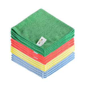 14 Inch X 14 Inch 240 Gsm Assorted Retail Microfiber Cloths assorted pack yellow, blue, green, red, 16 Inch X 16 Inch 240 Gsm Assorted Retail Microfiber Cloths, Package, 12 Pack, MICROFIBER, CLOTHS, NEW, 3199