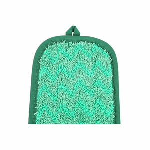 Tampon sec en microfibre vert green mop pad with dark green binding close up, Green Microfiber Dry Pad, SIZE, 12 Inch, MICROFIBER, FLOOR PADS, 3362,3368,3374,3378,3348
