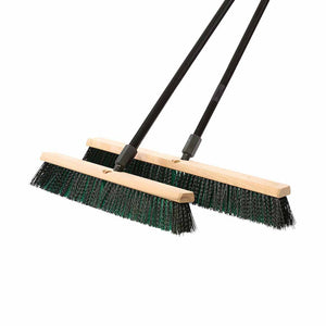 Side-Clipped Pathfinder Push Brooms natural wood block broom brush with green and black brissels and black handle, Side-Clipped Pathfinder Medium Push Broom Head, SIZE, 18 Inch, FLOOR CLEANING, PUSH BROOMS, 4482,4483