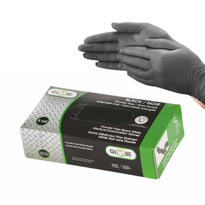 Guantes negros de nitrilo de 5 mil sin polvo small black nitrile gloves package green grey box, Black 5 Mil Nitrile Gloves Powder-Free, SIZE, Small, Package, 10 Boxes of 100, GLOVES, NITRILE, 7800
