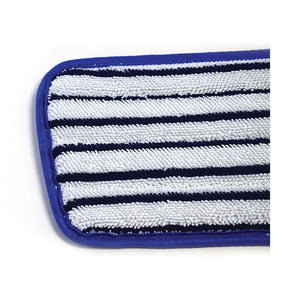 Vadrouille à finition plate en microfibre de 18 pouces white and blue stripe with blue binding close up, Microfiber Flip Mop With 48 Inch Metal Handle, MICROFIBER, FLOOR PADS, 3375