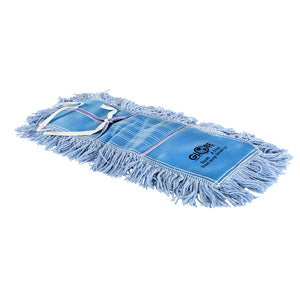 Pro-Stat® Blue Tie-On Dust Mop Head blue static cling dust mop close up back view 18inch x 5inch tie-on, Pro-Stat® Blue Tie-On Dust Mop Head, SIZE, 18 Inch X 5 Inch, FLOOR CLEANING, DUST MOPS, 3100
