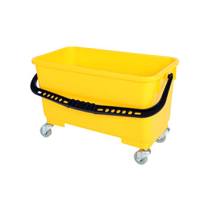 Window Cleaning Bucket With Sediment Screen And Casters yellow rectangular bucket with black handle and 4 wheels, Window Cleaning Bucket With Sediment Screen And Casters, GENERAL CLEANING, PAILS & BUCKETS, 3621