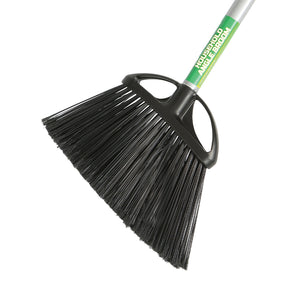 Balai à angle régulier de 10 pouces avec manche en métal de 48 pouces angled brush head with black brissels and metal handle with green globe label, Angle Broom Wtih 48 Inch Metal Handle, SIZE, Regular 10 Inch, FLOOR CLEANING, ANGLE BROOMS, 4010