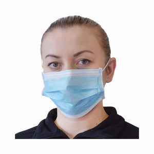 Máscaras procesales de nivel 2 woman wearing mask, 3-Ply Adult Level 2 Mask, Package, 40 Boxes of 50, PPE-PERSONAL PROTECTIVE EQUIPMENT, MASKS, COVID ESSENTIALS, 7738