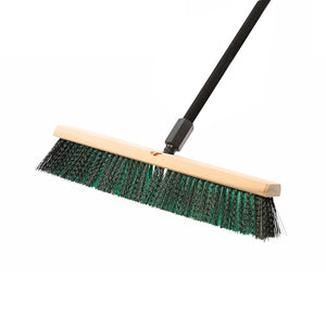 Side-Clipped Pathfinder Push Brooms natural wood block broom brush with green and black brissels and black handle, Side-Clipped Pathfinder Medium Push Broom Head, SIZE, 18 Inch, FLOOR CLEANING, PUSH BROOMS, 4482,4083
