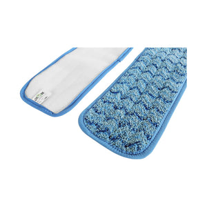 Tampon humide en microfibre bleu blue wet pad front and back close up view, Blue Microfiber Wet Pad, SIZE, 12 Inch, MICROFIBER, FLOOR PADS, 3312,3325,3326