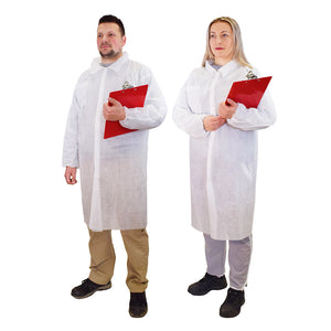 Disposable Lab Coat lab coats worn red clip board man woman, Disposable Lab Coat, SIZE, Medium, PPE-PERSONAL PROTECTIVE EQUIPMENT, LAB COATS, COVID ESSENTIALS, 7715, 7716,7717,7718,7719