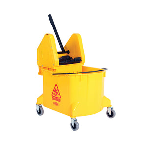 40 Qt Downpress Buckets And Wringers yellow bucket with four wheels and wringer with black handle, 40 Qt Downpress Bucket And Wringer, COLOR, Yellow, FLOOR CLEANING, BUCKETS & WRINGERS, Best Seller, 3078Y