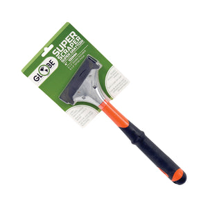 Rascador resistente de 4 pulgadas 5 inch crapper with orange and black grip and globe green packaging, 4 Inch Heavy Duty Scraper, RELATED, Blister Packed 12 Inch Long Handle / 6 Scraper Blades, GENERAL CLEANING, SCRAPERS, 4200,4201