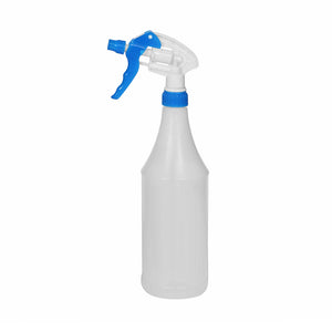 Sprayer Set Bottles With Graduations blue spray trigger and bottle next accent with white body and bottle with measuremnts, Sprayer Set Bottles With Graduations, SIZE, 9.25 Inch Tube With 32Oz Bottle, COLOR, Blue, GENERAL CLEANING, TRIGGERS PUMPS & BOTTLES & CAPS, COVID ESSENTIALS, 3568